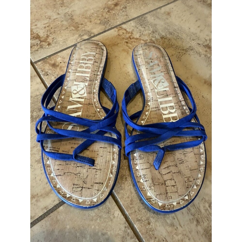 Sam & Libby Blue Strap Thong Sandals Women Size 7 Flat